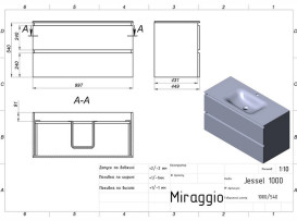 Тумба Miraggio Natura с раковиной Jessel 1000 МДФ/ДСП белый мат 8814804