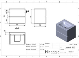 Тумба Miraggio Natura с раковиной Jessel 600 МДФ/ДСП белый мат 8814832