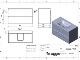 Тумба Miraggio Natura із раковиною Jessel 900 МДФ/ДСП білий мат 8814803
