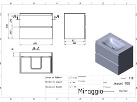 Тумба Miraggio Natura с раковиной Jessel 700 ДСП дуб небраска/белый мат 8814839
