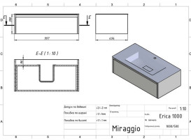 Тумба Miraggio Uno с раковиной Erica 1000 МДФ белый мат 8815009