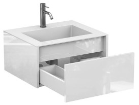 Тумба Miraggio Uno с раковиной Erica 600 МДФ белый глянцевый 8815010