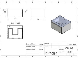 Тумба Miraggio Uno с раковиной Erica 600 МДФ белый мат 8815005