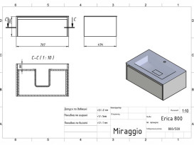 Тумба Miraggio Uno с раковиной Erica 800 МДФ белый глянцевый 8815012