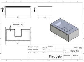 Тумба Miraggio Uno с раковиной Erica 900 МДФ голубой 8815019