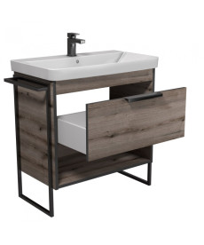 Тумба Мойдодир Denver 80-A з опорами та рушником утримувачем з раковиною Vivace ДСП дуб евок 00-0008453