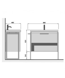 Тумба Мойдодир Denver 80-A з опорами та рушником утримувачем з раковиною Vivace ДСП дуб евок 00-0008453