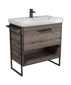 Тумба Мойдодир Denver 80-A з опорами та рушником утримувачем з раковиною Vivace ДСП дуб евок 00-0008453