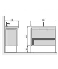 Тумба Мойдодыр Denver 80-A с опорами с раковиной Vivace ДСП дуб эвок 00-0008452