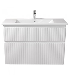 Тумба Мойдодыр Fluffy 100-U с раковиной Creavit Su-100 ДСП/МДФ белый мат 00-0008610