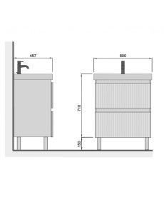 Тумба Мийдодир Fluffy 60-U з раковиною Vivace ДСП/МДФ білий мат 00-0008608