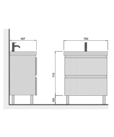 Тумба Мойдодыр Fluffy 70-U с раковиной Vivace ДСП/МДФ белый мат 00-0009157