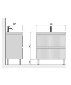 Тумба Мийдодир Fluffy 80-U з раковиною Vivace ДСП/МДФ білий мат 00-0008609
