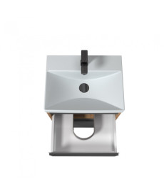 Тумба Мойдодыр Jessy 50-U с раковиной Sempre ДСП/МДФ графит матовый/дуб крафт 00-0008525