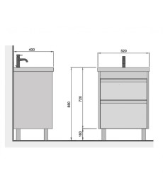 Тумба Мойдодыр Jessy 50-U с раковиной Sempre ДСП/МДФ графит матовый/дуб крафт 00-0008525