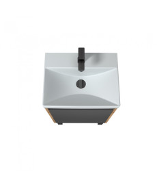 Тумба Мойдодыр Olive 50-U с раковиной Sempre ДСП/МДФ графит матовый/дуб крафт 00-0008273