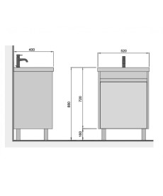 Тумба Мойдодыр Olive 50-U с раковиной Sempre ДСП/МДФ графит матовый/дуб крафт 00-0008273