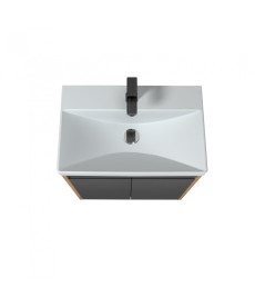 Тумба Мойдодыр Olive 60-U с раковиной Sempre ДСП/МДФ графит матовый/дуб крафт 00-0008274