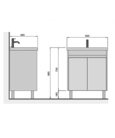 Тумба Мойдодыр Olive 60-U с раковиной Sempre ДСП/МДФ графит матовый/дуб крафт 00-0008274