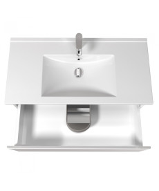 Тумба Мойдодыр Палермо 100-U с раковиной Creavit Su-100 ДСП/МДФ белый глянец 00-00004250