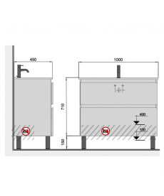 Тумба Мойдодыр Палермо 100-U с раковиной Creavit Su-100 ДСП/МДФ белый глянец 00-00004250