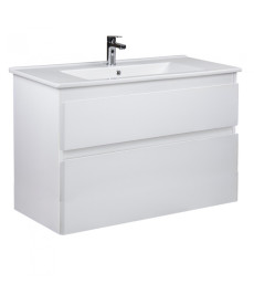 Тумба Мойдодыр Палермо 100-U с раковиной Creavit Su-100 ДСП/МДФ белый глянец 00-00004250