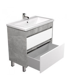 Тумба Мойдодыр Polo Loft 80-U с раковиной Cosmo ДСП бетон/белый глянец 00-0008082