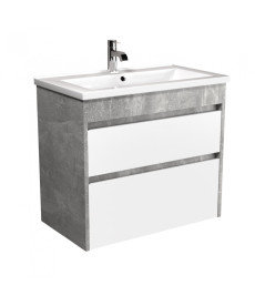 Тумба Мойдодыр Polo Loft 80-U с раковиной Cosmo ДСП бетон/белый глянец 00-0008082