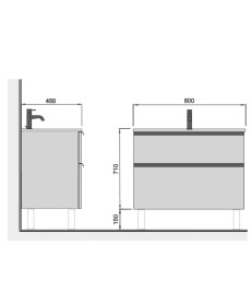 Тумба Мойдодыр Rome 80-U с раковиной Debut ДСП/МДФ графит матовый 00-0008666
