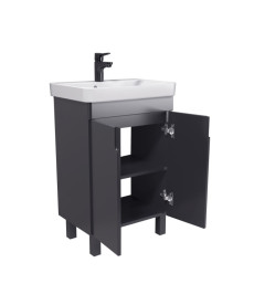 Тумба Мойдодыр Simple Graphite 55-U с раковиной River ДСП/МДФ графит матовый 00-0009267