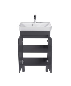 Тумба Мойдодыр Simple Graphite 55-U с раковиной River ДСП/МДФ графит матовый 00-0009267