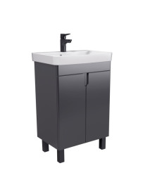 Тумба Мойдодыр Simple Graphite 55-U с раковиной River ДСП/МДФ графит матовый 00-0009267