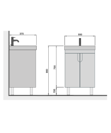 Тумба Мойдодыр Simple Graphite 55-U с раковиной River ДСП/МДФ графит матовый 00-0009267