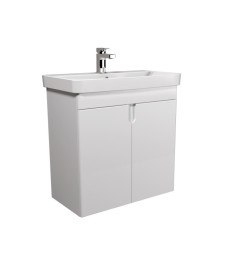 Тумба Мойдодыр Simple White 70-U с раковиной River ДСП/МДФ белый глянец 00-0009270