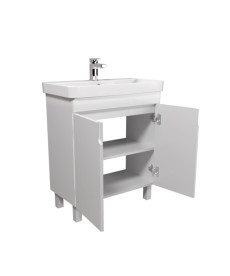 Тумба Мойдодыр Simple White 70-U с раковиной River ДСП/МДФ белый глянец 00-0009270