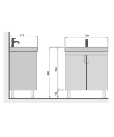 Тумба Мойдодыр Simple White 70-U с раковиной River ДСП/МДФ белый глянец 00-0009270