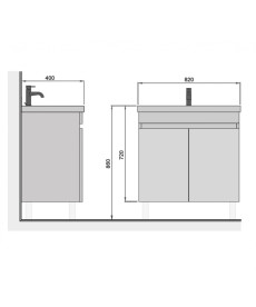 Тумба Мийдодир Windy 80-U з раковиною Sempre ДСП білий глянець 00-0008135