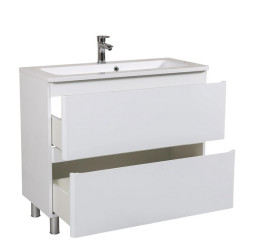 Тумба напольная Аквародос Акцент 100 см с раковиной Альфа ДСП/МДФ белый глянец АР000040139