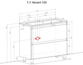 Тумба напольная Аквародос Акцент 100 см с раковиной Альфа ДСП/МДФ белый глянец АР000040139