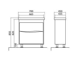 Тумба напольная Аквародос Альфа 70 см с раковиной Frame ДСП/МДФ белый АР000040173