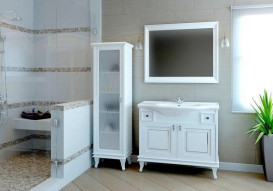 Тумба напольная Аквародос Беатриче 100 см с раковиной Lila ДСП/МДФ белый патина золото АР000074317