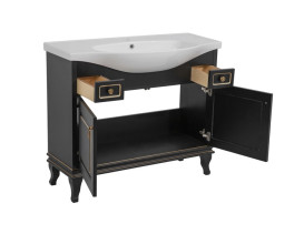 Тумба напольная Аквародос Беатриче 100 см с раковиной Lila ДСП/МДФ черный патина золото АР000073687