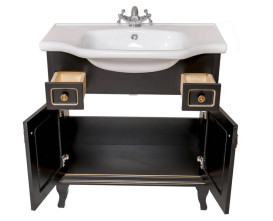 Тумба напольная Аквародос Беатриче 80 см с раковиной New Classic ДСП/МДФ черный патина золото АР000042844