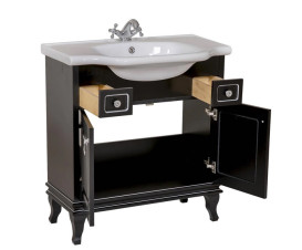 Тумба напольная Аквародос Беатриче 80 см с раковиной New Classic ДСП/МДФ черный патина хром АР000042845