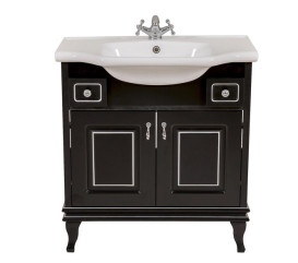 Тумба напольная Аквародос Беатриче 80 см с раковиной New Classic ДСП/МДФ черный патина хром АР000042845