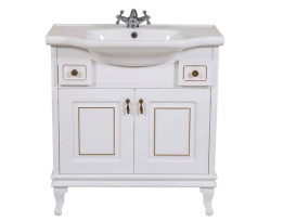 Тумба напольная Аквародос Беатриче 80 см с раковиной New Classic ДСП/МДФ белый патина золото АР000040194