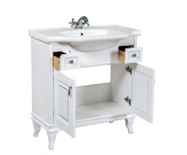 Тумба напольная Аквародос Беатриче 80 см с раковиной New Classic ДСП/МДФ белый патина хром АР000040197