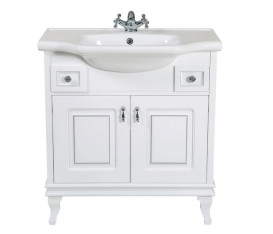 Тумба напольная Аквародос Беатриче 80 см с раковиной New Classic ДСП/МДФ белый патина хром АР000040197