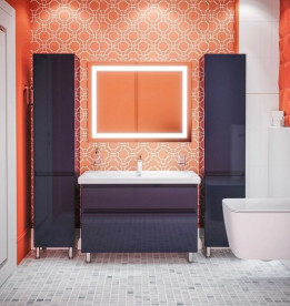 Тумба напольная Аквародос Элит 100 см с раковиной Elite ДСП/МДФ графит глянец АР000049080