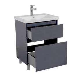 Тумба для підлоги Аквародос Еліт 60 см з раковиною Elite ДСП/МДФ графіт глянець АР000049082